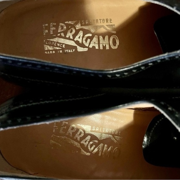 Salvatore Ferragamo Black Leather Wingtip Oxford Dress Shoes Size 10 main image 9